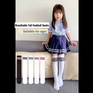 Cotton Knee Socks Korean Style Plain and Stripe Design Student Sports Long Socks for Kids