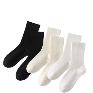 Tất Cotton Nữ Dài Đến Bắp Chân Chống Mùi Hôi Mùa Xuân Thu Không Xương Màu Trơn Đơn Giản Tất Phong Cách Nhỏ Cho Giày Da