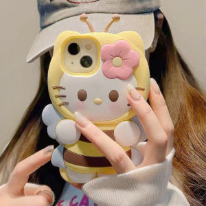 Casepark ปลอกซิลิโคนนิ่มน่ารัก3D สำหรับ Iphone 15 Promax 15pro 14 13 12 11 X XR การ์ตูน3D น่ารัก Hello Kitty เคสโทรศัพท์ป้องกันเนื้อนิ่ม TPU ที่ครอบยืนขึ้น