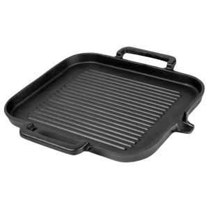 【winnereco】Cast Iron Grill Pan With Double Handle Gridle Pan No Chemical Coating for Barbeque/Tandoori Induction & Gas Compatible