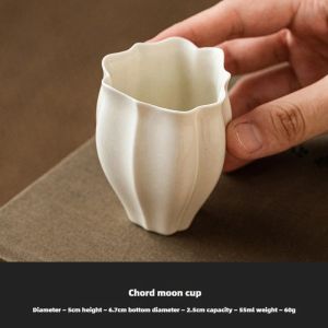 Handmade Plant Ash Glaze Ceramic Teacup with Lace Trim - Minimalist Kungfu Tea Set Cup for Aroma Tasting Elegant Tea Cup