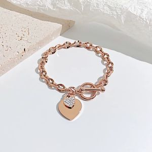 Gelang Titanium Hati Rantai Cantik Diamonde Gelang Rantai Hati Titanium Anti Karat Fashion