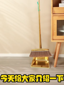 Lightweight Stainless Steel Broom and Dustpan Set with Anti Slip Comfortable Handle for Easy Home Office Cleaning