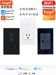 Tuya Smart Wall Touch Switch Socket Timer Mobile APP Google Home Alexa Compliant Taiwan Regulations White Color Wi-Fi Connected
