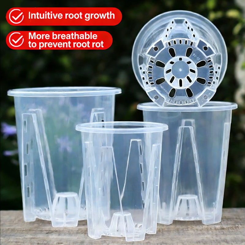 Plastic Root Control Transparent Flower Pot Breathable Planting Pot With Stomata Phalaenopsis Orchid Pots