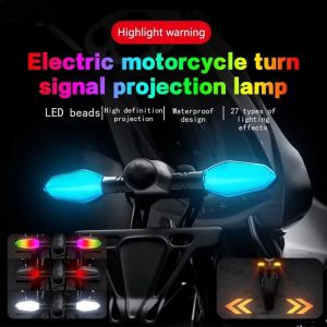 2Pcs Motorcycle LED Turn Signal Lamp Color Projection Lamps Colorful Atmosphere Lights 27 Lighting Modes Motorbike Accessories