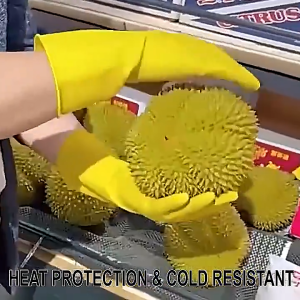 Thickened latex gloves Reusable Yellow latex gloves Wear-resistant and cut-resistant gloves Breathable and durable rubber