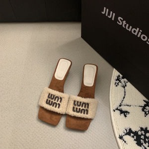 JiJi Studios Gentle Slip-On Fur Slippers Womens Autumn Winter New Height-Increasing Cotton Slippers Anti-Slip Soft Floor Shoes