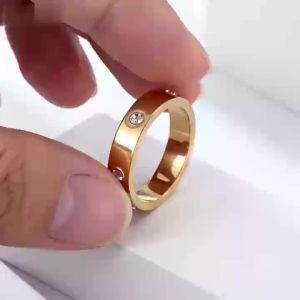 Trendy Stainless Steel Gold/Silver/Rose Gold Color Ring For Women Men Couple CZ Crystal Rings Luxury Jewelry Wedding Rings Gift