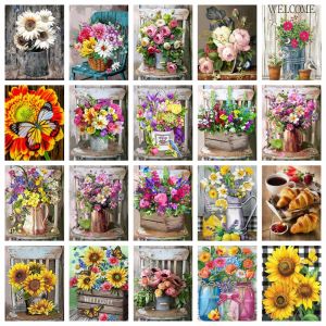 Azqsd พลอยเทียมปักลายดอกไม้การตกแต่งบ้านแฮนด์เมดลายดอกกุหลาบงานปักครอสติชเพชร30x40cm ขนาด20x30ซม.