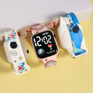 New Cartoon Kids WatchTide Brand Pikachu Printed LED Childrens Watch Fashion Square Student Electronic Watch