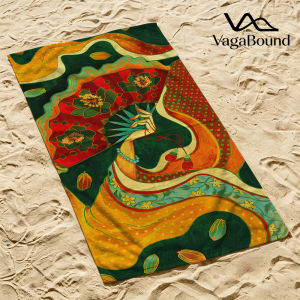 Oriental Fan & Floral Quick Drying Beach Towels Ultra Lightweight Fast-drying Super Absorbent It is a must-have item for summer