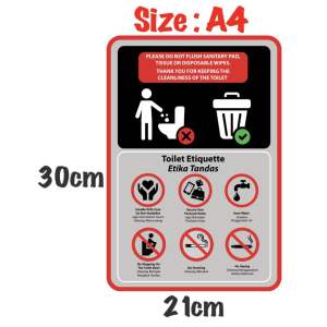 Toilet Etiquette Sticker / Pelekat Etika Tandas/ Toilet Sign