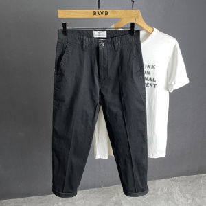 Easiest for Match Black Casual Pants Mens Summer Thin Suit Pants Cropped Pants Pure Cotton Loose Straight Pants 2024 New Arrival