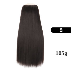 Synthetic Hair Extensions No Clips Fake Ombre Blonde Brown Black Natural Straight hair False HairPiece For Woman