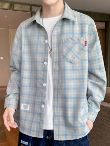 ZUOFEILI | Mens Spring Autumn New Loose Casual Plaid Long Sleeve Shirt