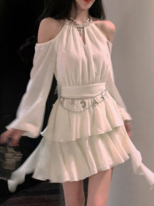 CHOUXIE | Trendy Unique White Neck-Hanging Dress