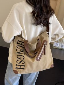 Large Capacity Canvas Tote Bag Casual Commuter Single Shoulder Crossbody Bag for College Students Travel Bag