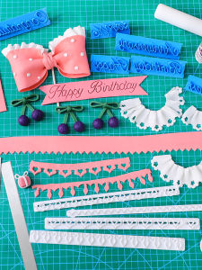 Baking Tool Wavy Lace Ribbon Fondant Mold Network Red Cut Bench Cutter Bow Cake Set