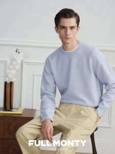 Loose-fitting Textured Casual Blue Sweater for Men