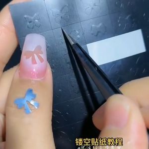 Nail Spray Painting Hollow Sticker Nail Art Love Butterfly Sticker Sponge Pen Brush Nail Tools 美甲喷绘贴纸镂空爱心蝴蝶小熊星星法式模板指甲贴花