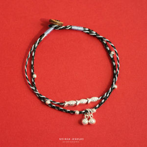 Pure Silver Bracelet Couple Gifts Snake Year Womens Style Double Wear Lucky Carp Legend Red Rope Traditional Chinese Fashion