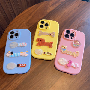 Korean Style Cute Cartoon Dog Phone Case Full Cover Soft Silicone Protective Shell for Oppo FindX8/X7 Reno12 Anti-Fall Girls