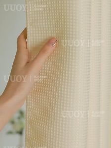 UUOY Waffle Weave Fabric Shower Curtain Waterproof Anti-mildew with Hook&Rod Hotel Quality Machine Washable for Bathroom