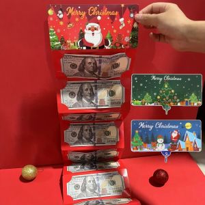 1/3pcs Christmas Cash Gift Card Holder 10 Grid Dollar Bill Cardboard Divider Holiday Party Supplies Game Cards Festive Money Bag