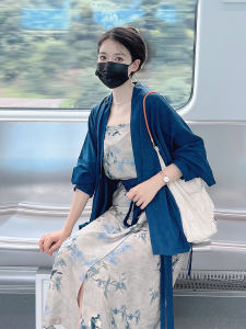 Qingshan Muyu Original Nan Blue Summer Song Dress Hanfu Daily Wear Improved Hanfu Half-length Skirt for Women