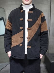 Retro Style Thickened Cotton Jacket Mens Winter Coat New Chinese Style Tang Suit Large Size Button Cotton Outerwear