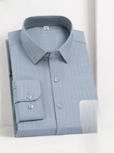 HENGYUANXIANG | Hengyuanxiang Mens Long Sleeve Wool Blend Shirt Autumn Winter Thickened Fashion Business Shirt Standard Fit Iron Free Striped