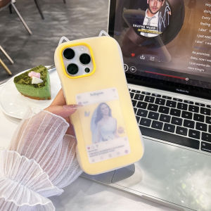 2-in-1 Cute Cat Ears Candy Jelly Color Phone Case For iPhone 17 16 15 14 13 12 Pro Max Plus Matte Clear Shockproof Bumper Cover