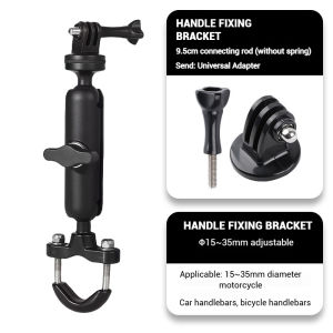 360° Rotating Motorcycle Handlebar Mount Aluminum Holder Bike Bracket For GoPro Hero Insta360 AKASO SJCAM DJI Camera Accessories