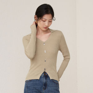 Yigue | Polo Collar Bodycon Knitwear Slim Fit
