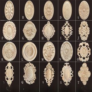 Rugao Dongyang Wood Carving Solid Wood European Style Door Head round Flower Decorative Sticker Mirror Frame Elliptic Background Ornaments