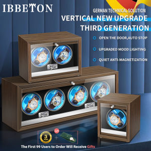 IBBETON Brand Luxury Wood Watch Winder High-End 1 2 4 Slot Automatic Watches Box With Mabuchi Moto Watch Cabinet Clock Storage Box
