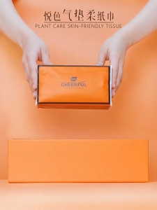 【7200 Sheets】Botare Facial Tissues Air-Cushion Soft Tissue Paper 20 Packs 4-Ply 90 Sheets 155x175mm Orange Joyful Color Tissue Healthy Wood Pulp Fluorescent Agent Free Fragrance-Free Skin-Friendly Gentle On Sensitive Skin Durable