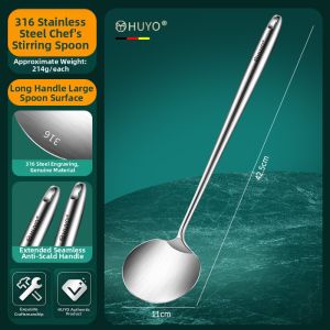 HUYO | Professional 3D Stainless Steel Spatula Long Handle Mushroom Shape