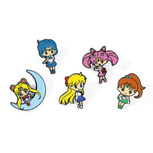 Bandai | 5 Chiếc Thủy Thủ Mặt Trăng Anime Thổ Cẩm Nhân Vật Dễ Thương Men Chân Kim Loại Phù Hiệu Trang Sức Cho Quần Áo Ba Lô Phụ Kiện Quà Tặng Cho Người Hâm Mộ