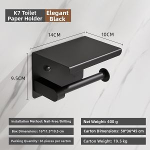 Toilet Tissue Holder Storage Phone Stand No Drill