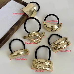 1Pc gold and silver womens alloy hair rope single and double layered ponytail tied hair rubber band hair rope hair loop