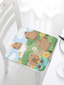 Cute Capybara Chair Pad Nursery Classroom Student Office Stool Cushion Dining Chair Butt Pad Mixed Fabric Geometric Pattern