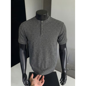 WUKONGYOUHUO | Retro Texture Pure Color Henley Collar Loose Tee