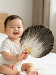 MIVOFIVO | Durable Antique Style Goose Feather Baby Fan