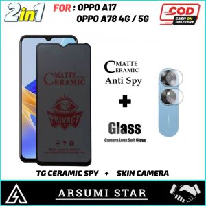 Promo Paket Murah 2in1 Tempered Glass Ceramic Matte Anti Spy OPPO A17 / A78 4G / A78 5G Anti Gores Pelindung Layar Ceramic Matte Anti Spy + Garskin Carbon