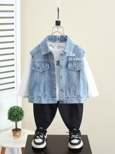 Boys Spring Fashionable Denim Jacket Vest Casual Wear Childrens Outerwear Spring Clothes Baby Stylish Vest Spring Season