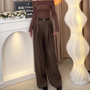 Deep Brown Wide Leg Pants Womens Autumn New High Waist Draping Floor-Length Casual Suit Pants Trendy for All Body Types