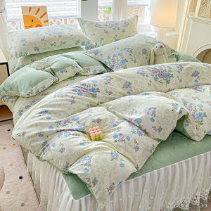 Cotton Ruffle Bed Skirt Style Four-Piece Bedding Set