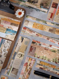 Vintage English Text Paper Stickers Dual Material